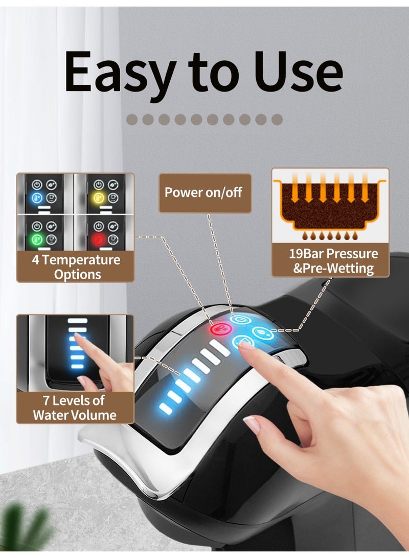 بريتيل ماكينة قهوة إسبريسو 4 في 1، ضغط ١٩ بار، متعددة الكبسولات، ماكينة قهوة إسبريسو، ماكينة قهوة كابتشينو، ماكينة لاتيه أمريكانو، إسبريسو ماكياتو - Image 5